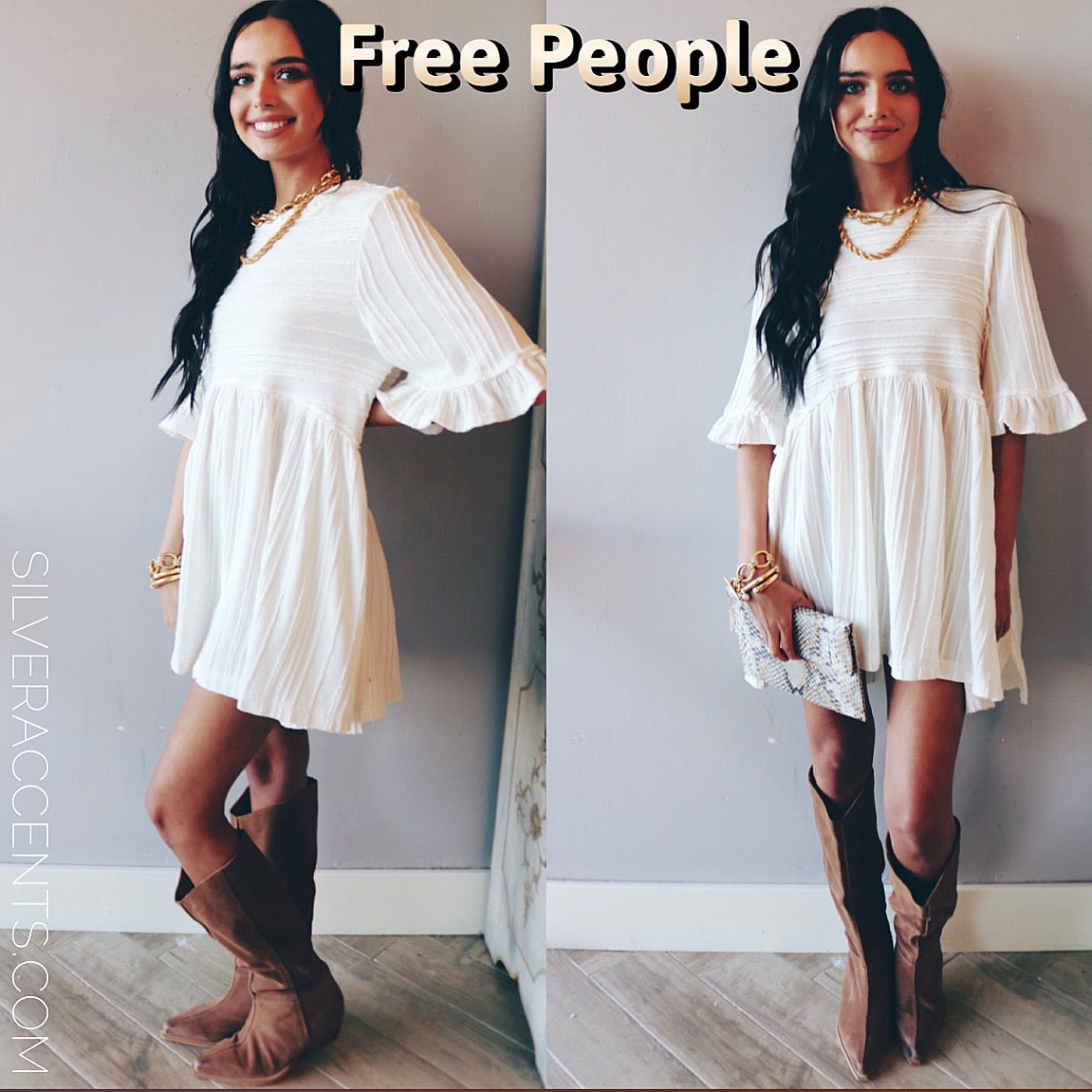 FREE PEOPLE Pleated TAKE A SPIN Babydoll Tunic Dress