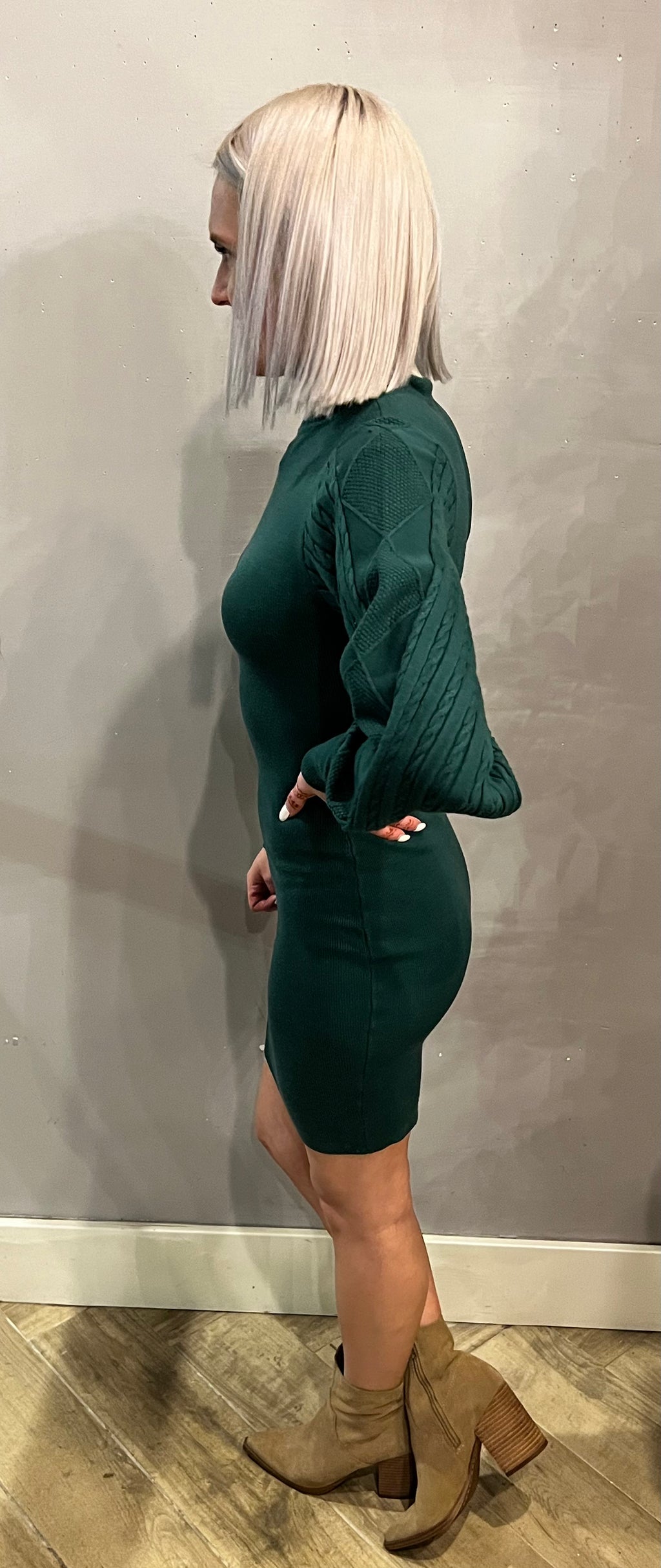 *SEASONS CableSleeve MockNeck Sweater Dress