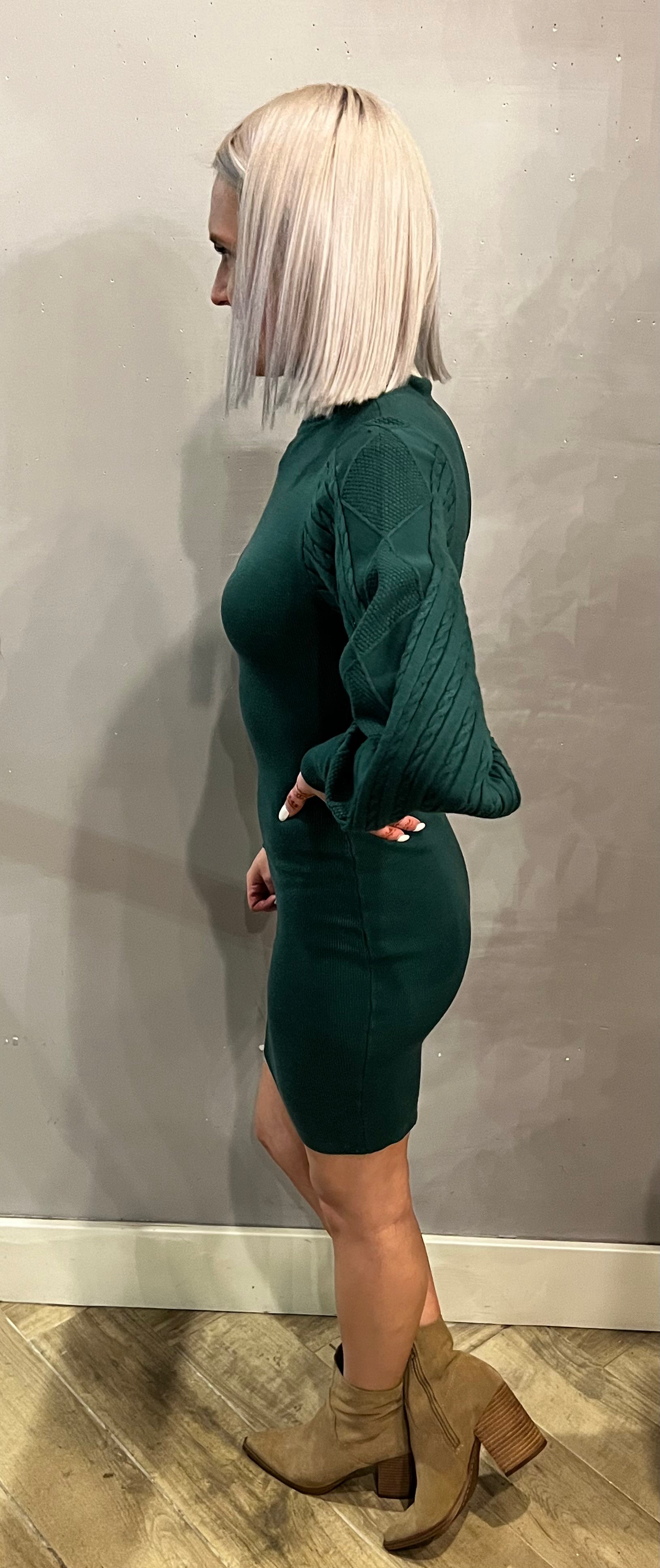 *SEASONS CableSleeve MockNeck Sweater Dress