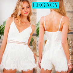 Main Strip LEGACY Lace WaistTrim EyelashHem Short Romper