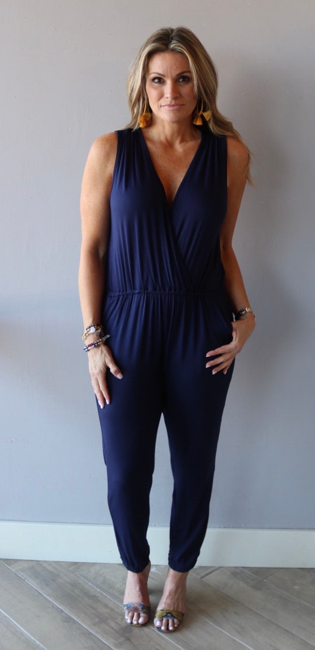 Eesome CRAZED V-Neck Jogger Pant Jersey Jumpsuit