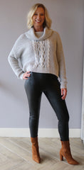 BOBI BLACK Cozy Cotton STAT Turtleneck Waist Crop Sweater
