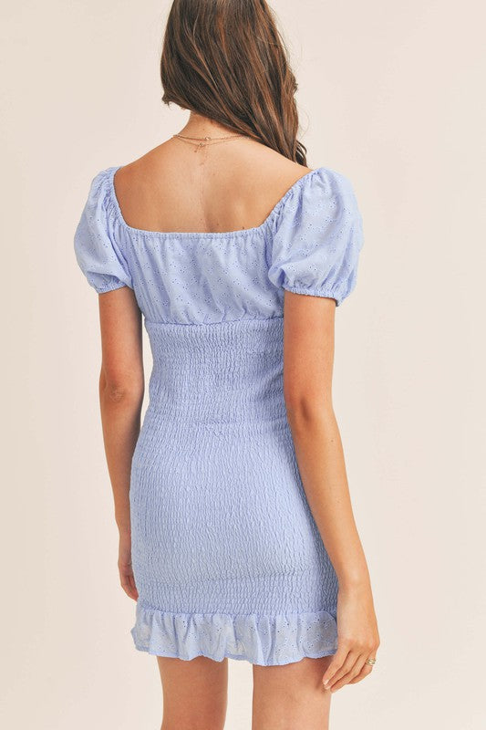 TRADITIONS Eyelet SquareNeck Smock Dress