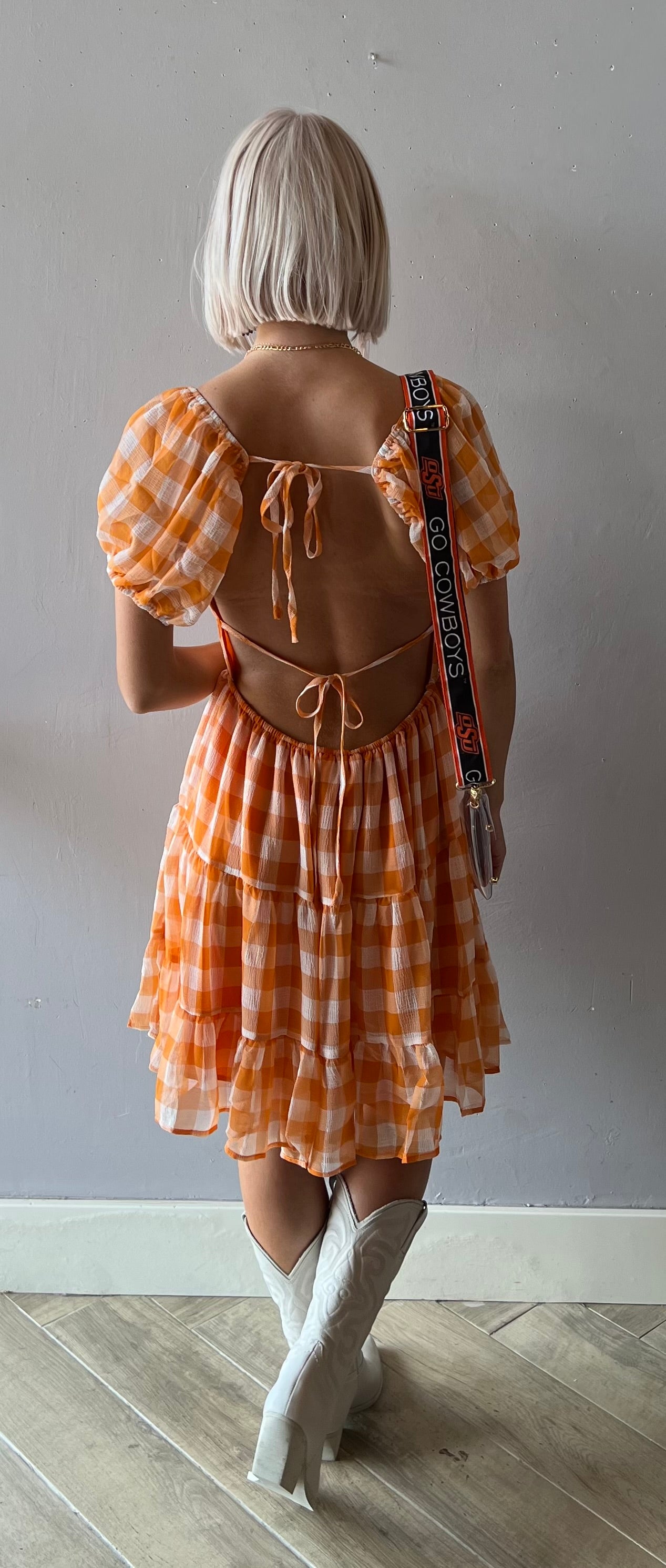 BOOKER Gingham Tie~Back Dress