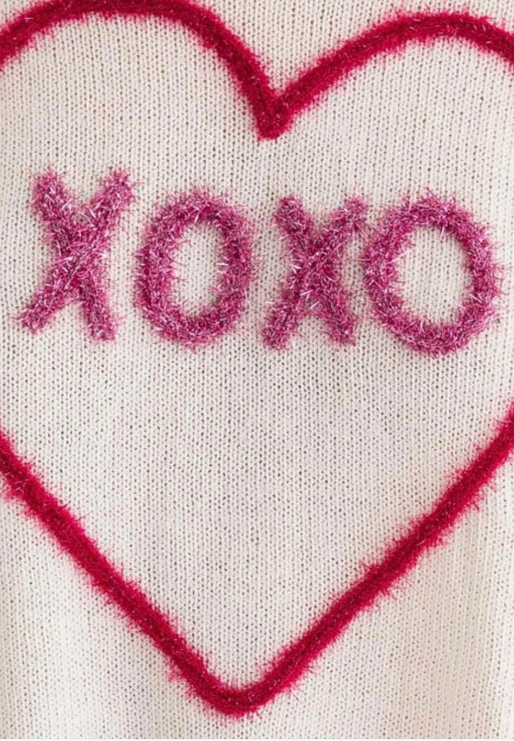 XOXO Tinsel Heart Sweater Top