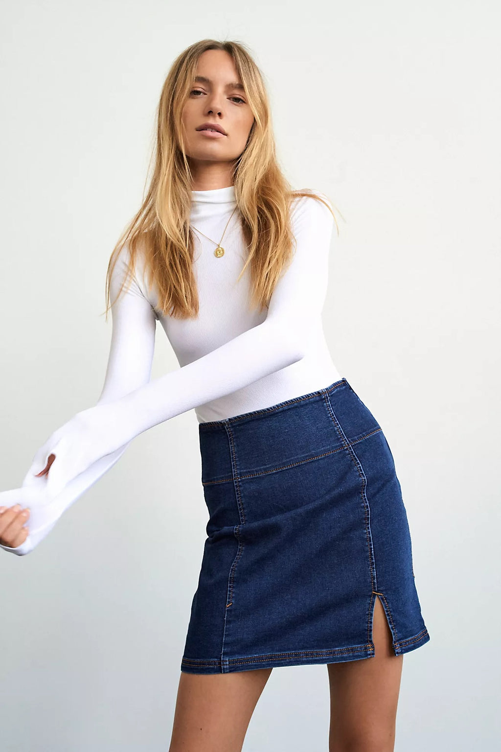 FREE PEOPLE Denim HOLDING ONTO A DREAM Skirt