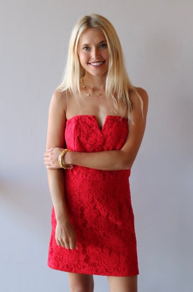 She&Sky REGARDS Lace Cutout Bust Strapless Bodycon Dress