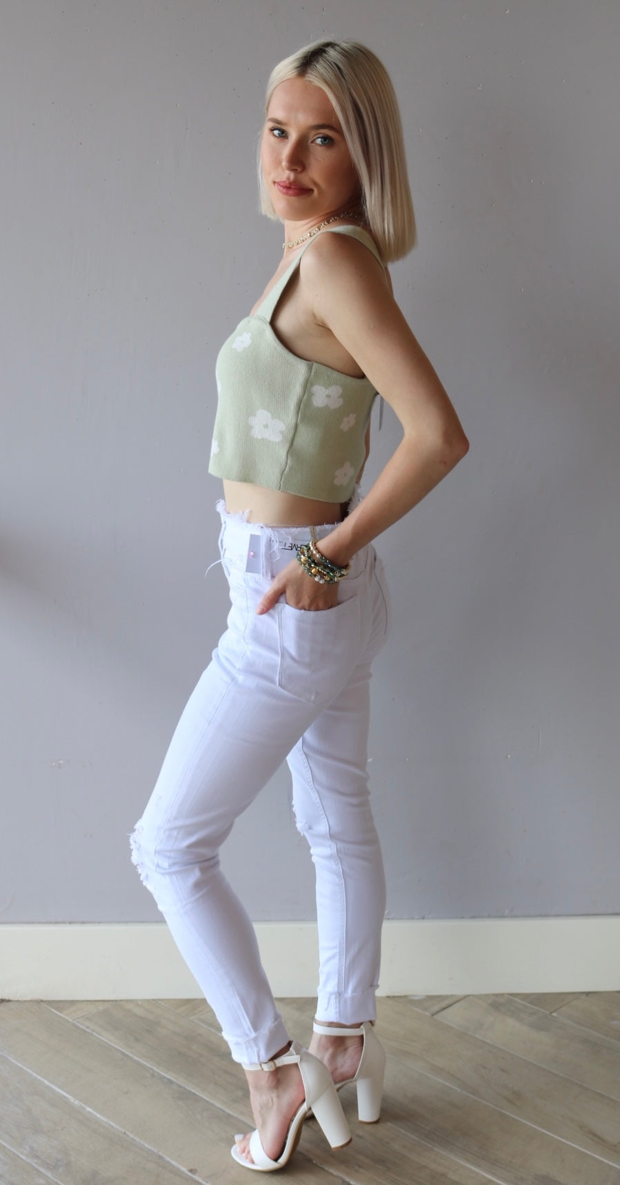 BISHOP Floral Knit Crop Tank