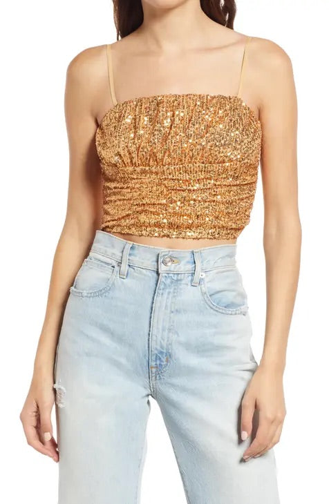 FREE PEOPLE Sequin TA DA Convertible/Strapless Top