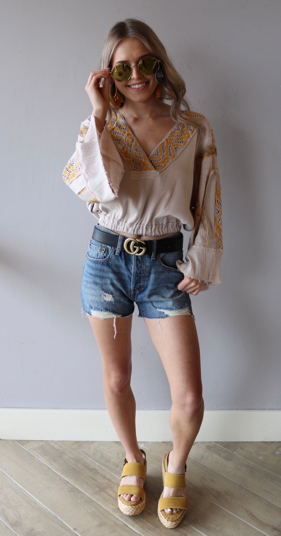 FREE PEOPLE Crochet V-Neck CROSS COUNTRY Top