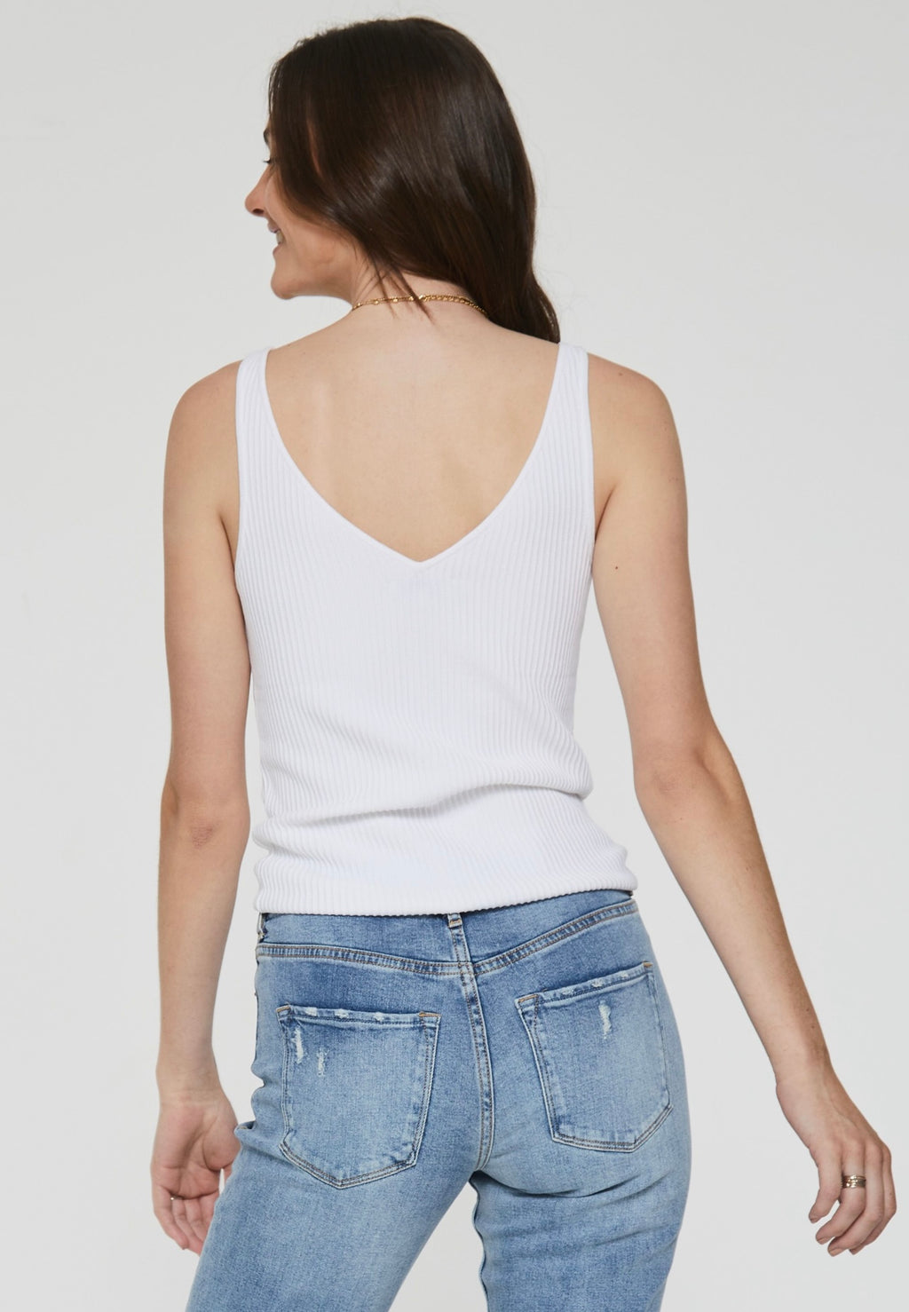 ANOTHER LOVE Double V-Neck NOA RibKnit Tank Top