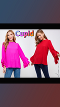 2 HEARTS! Tiered  CUPID  Ruffle Sleeve LongSleeve Top