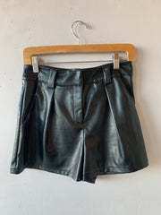 GAMBIT Vegan Leather Pleated Shorts