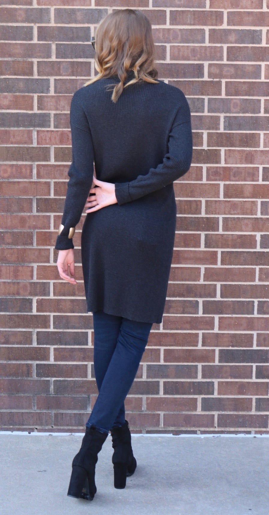 BOBI BLACK Fine RibKnit PRESTIGE Asymmetric Sweater Tunic Top