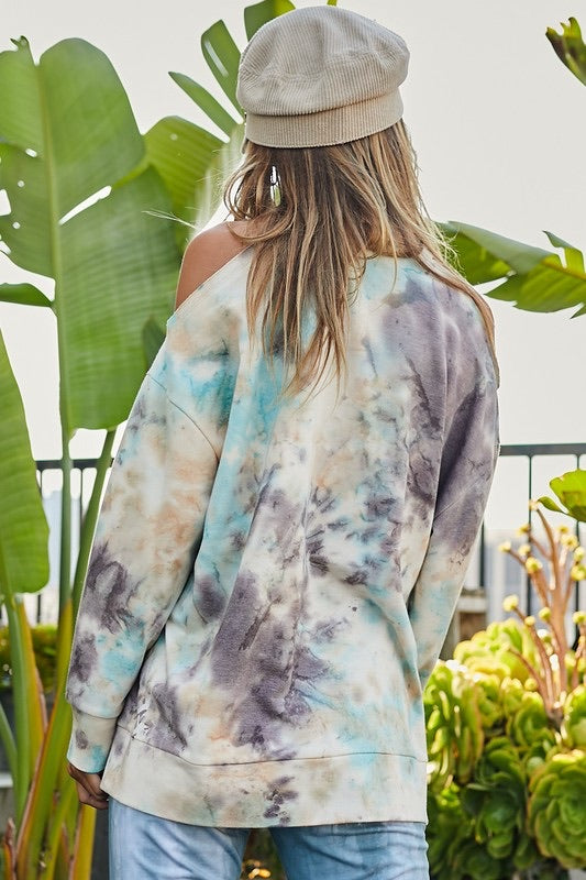 FEATURE TieDye ColdShoulder Knit Tunic Top