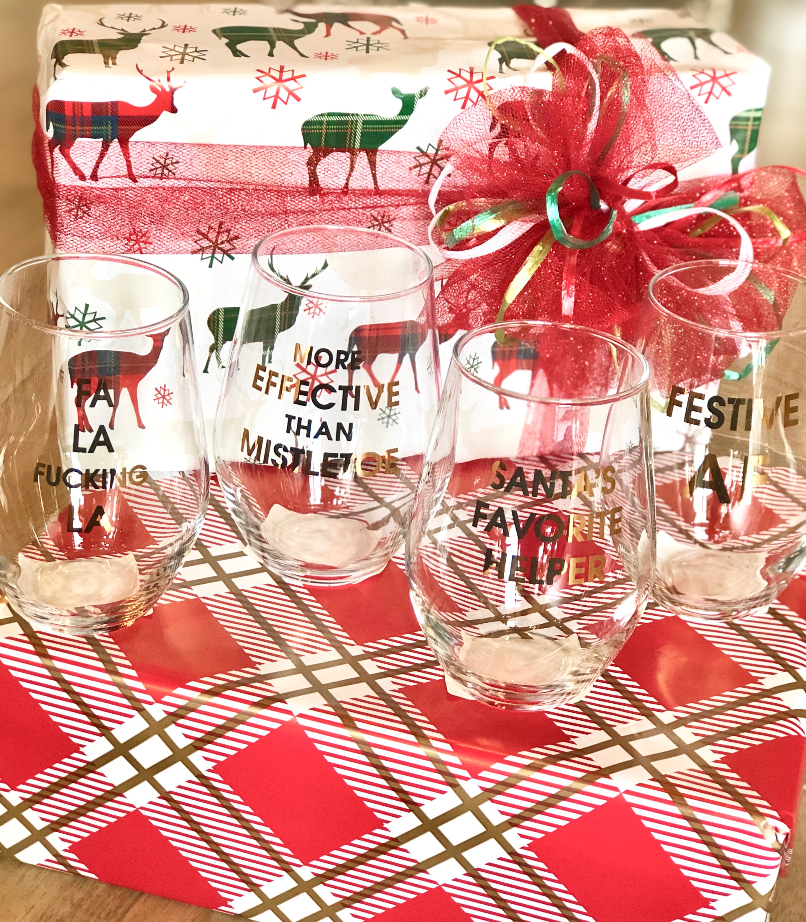 CG Graphic Foil Logo Stemless Wine Glass