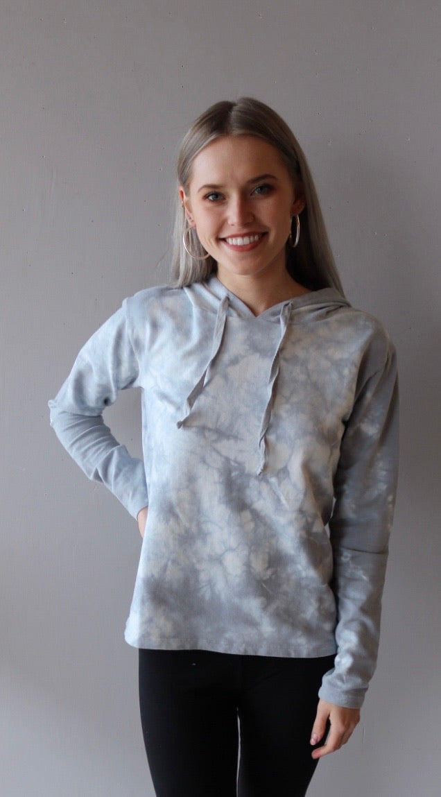BOBI Terry BILLOW TieDye DropSleeve Hoodie Top