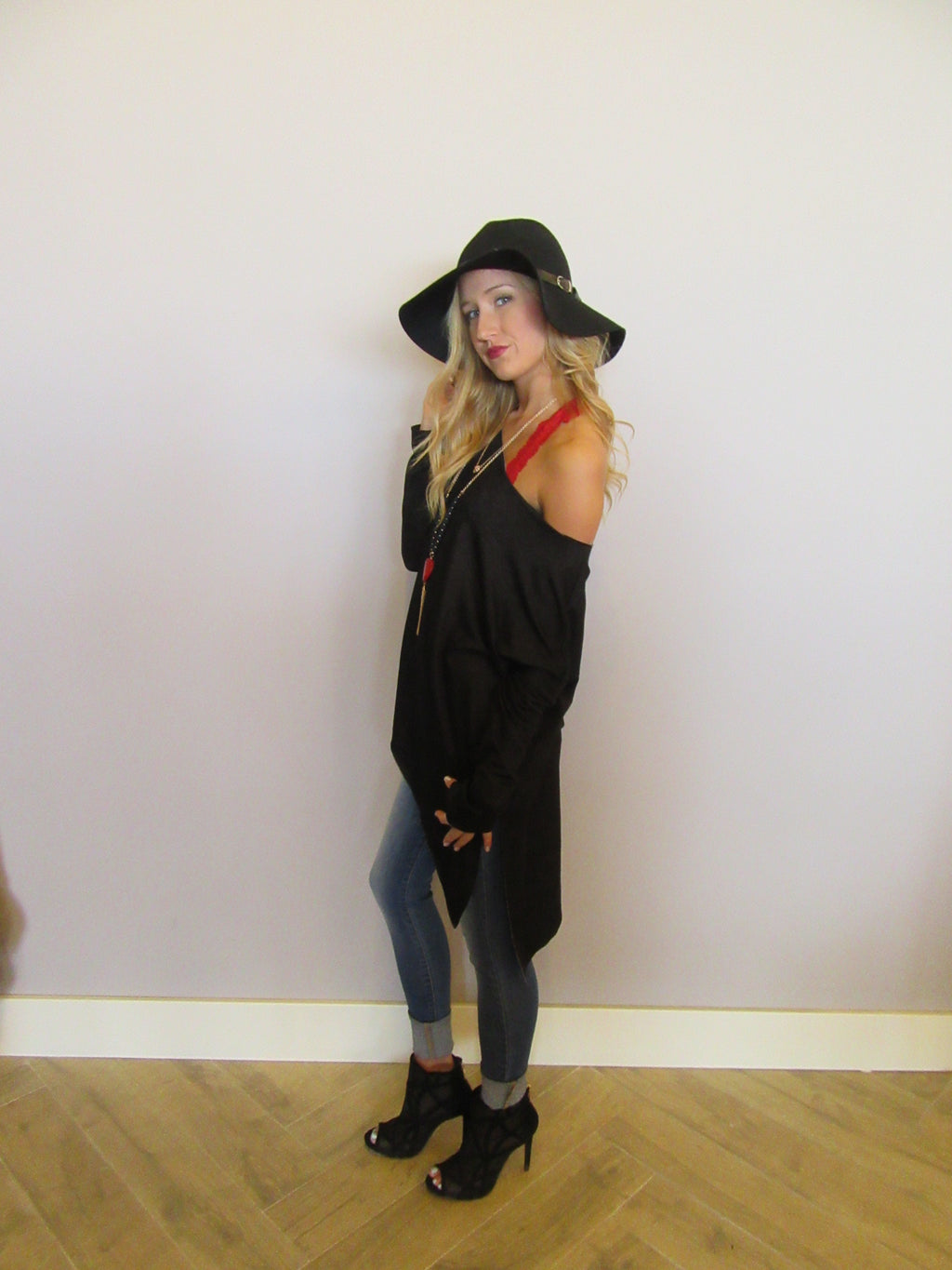 DELOZIER Super Soft Terry Asymmetric Tunic Top