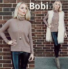 BOBI RibKnit DYNAMITE Turtleneck Top