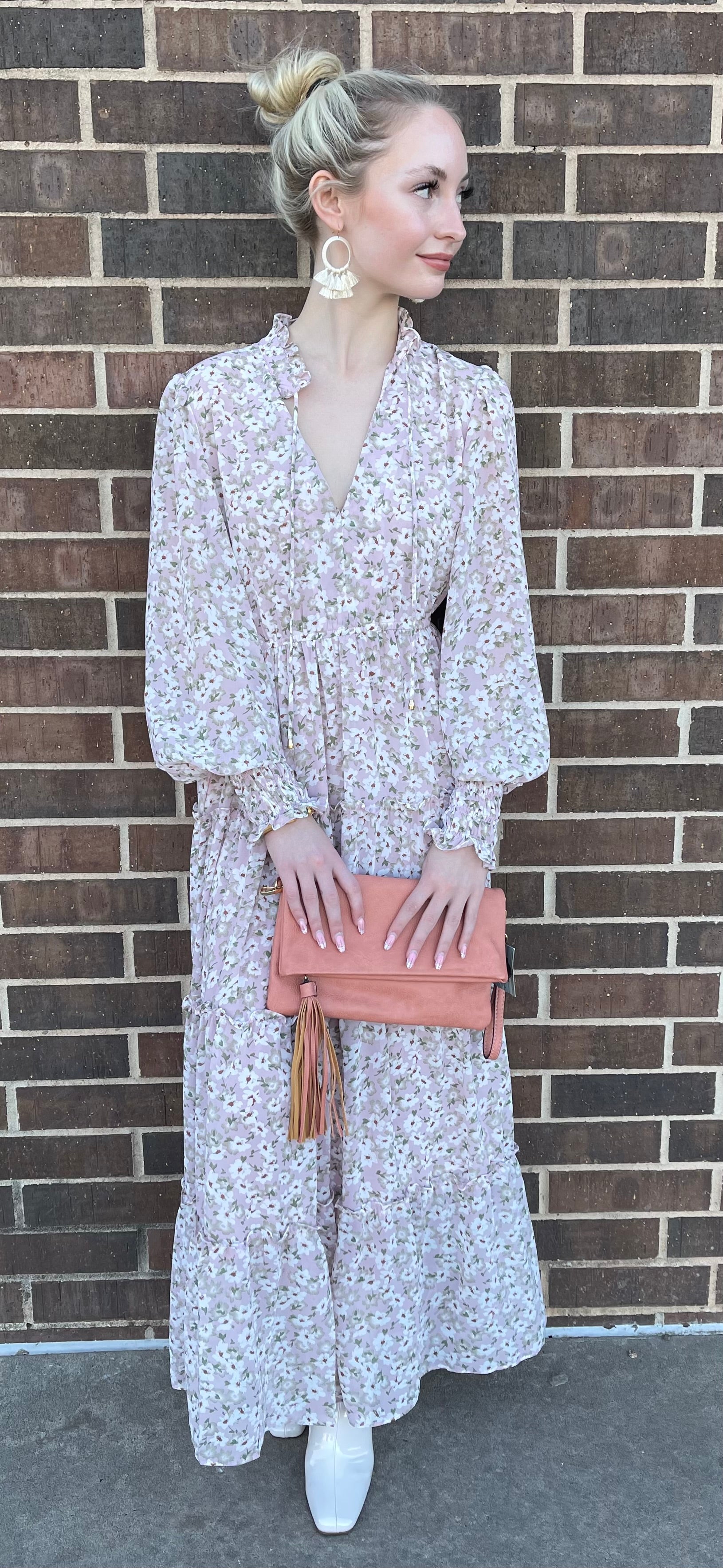 ELAN Floral FLEUR Long  Sleeve Maxi Dress