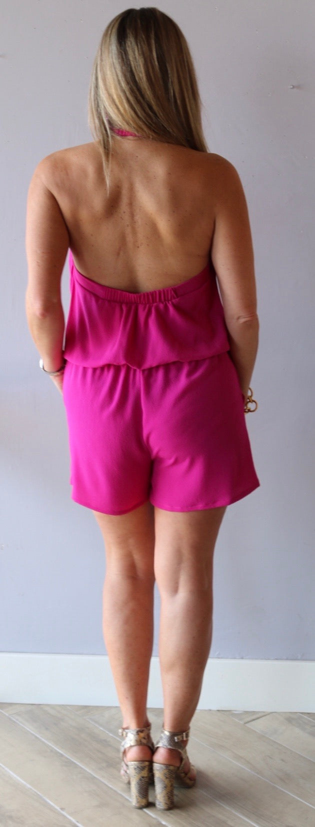 RIGHTEOUS Cowl HalterNeck Short Romper