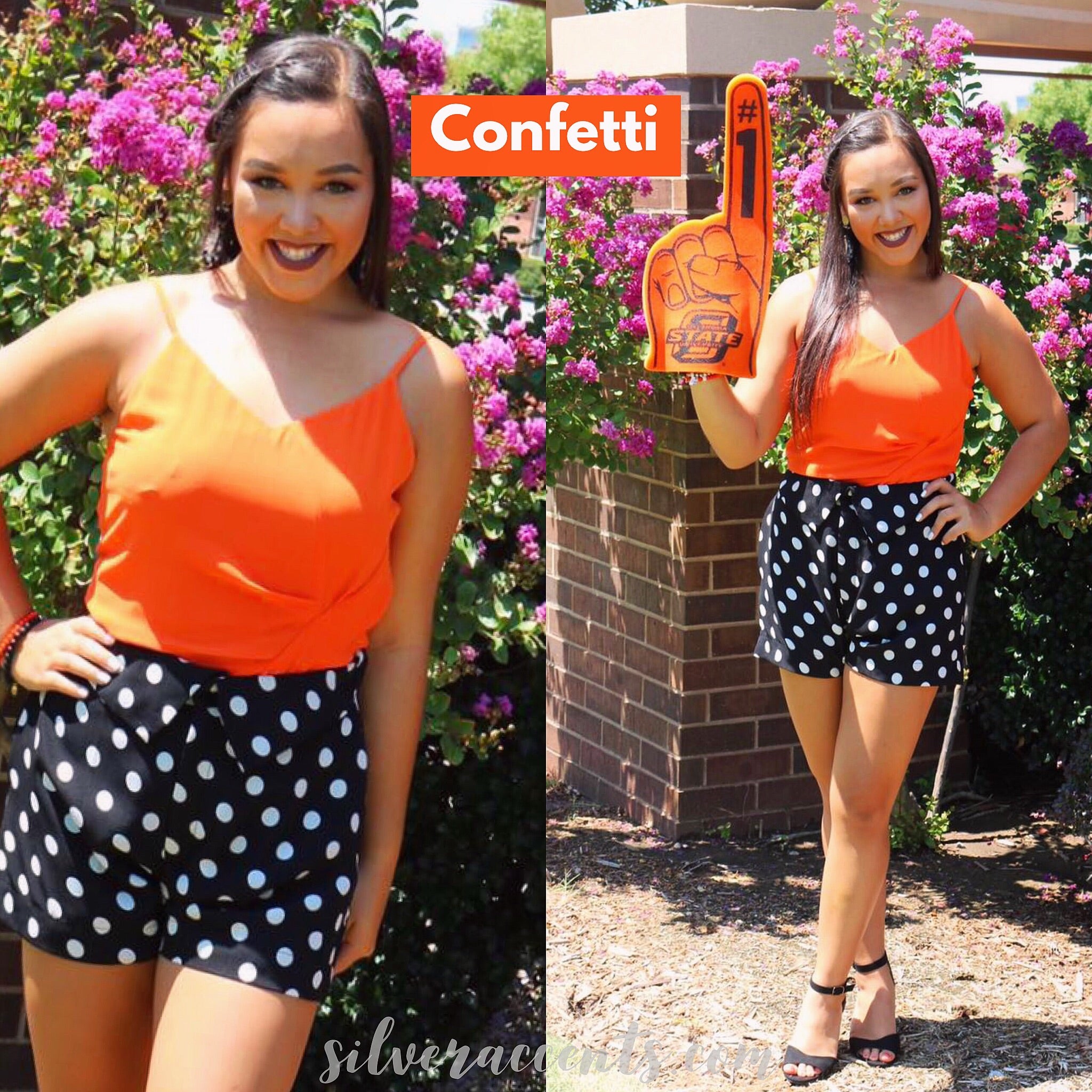 CONFETTI Polka Dot Hi Waist Fold Over Shorts