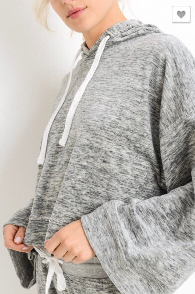 LOUNGING MarledKnit Supersoft BellSleeve Hoodie Top
