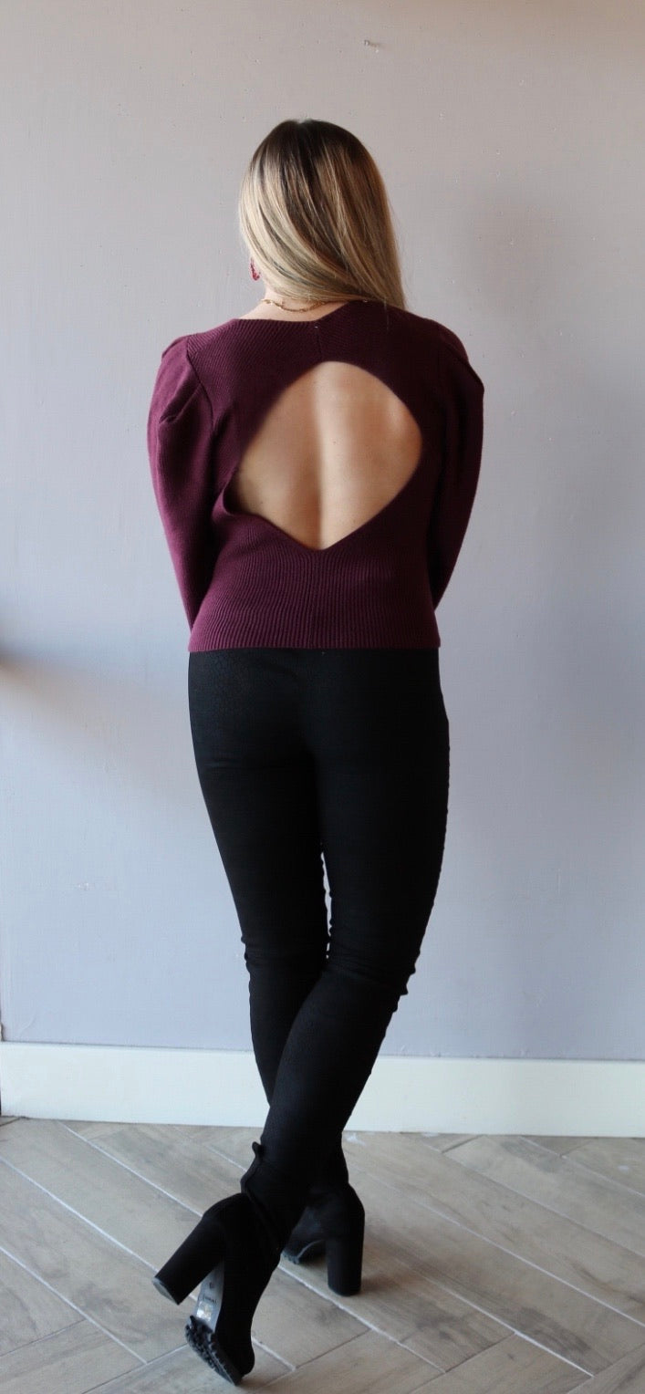 FREE PEOPLE Scoop Neck SAFFRON CutoutBack Sweater