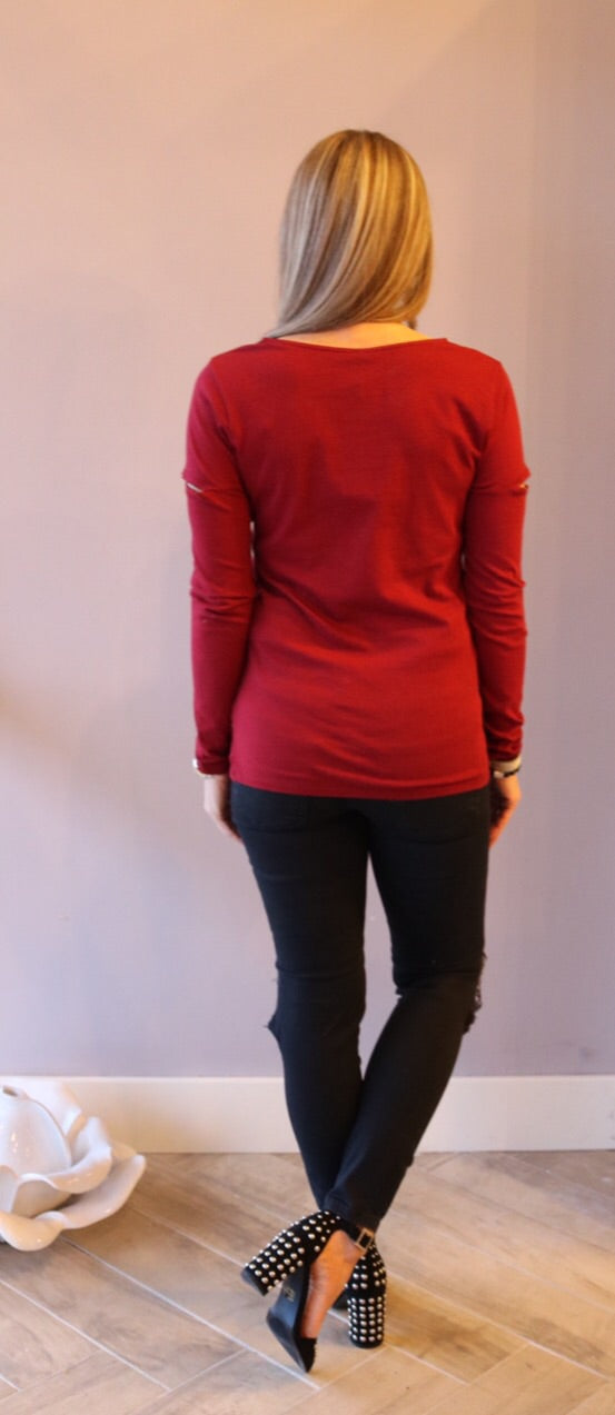 BOBI Lightweight Jersey FORBIDDEN SlitNeck/Sleeve Top