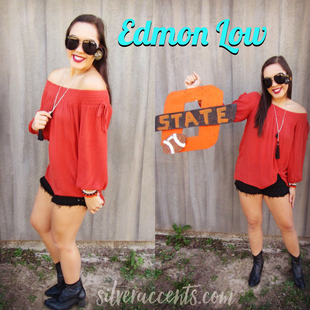 EDMON LOW Smocked OffShoulder Gauze Top