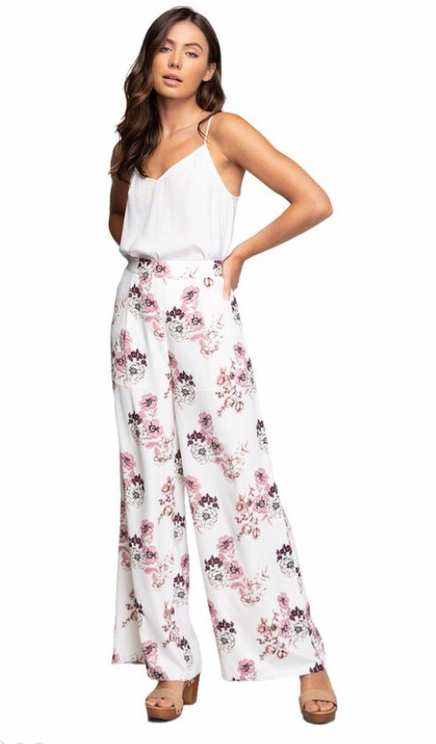 SCENIC Floral Pleated WideLeg Chiffon Pant