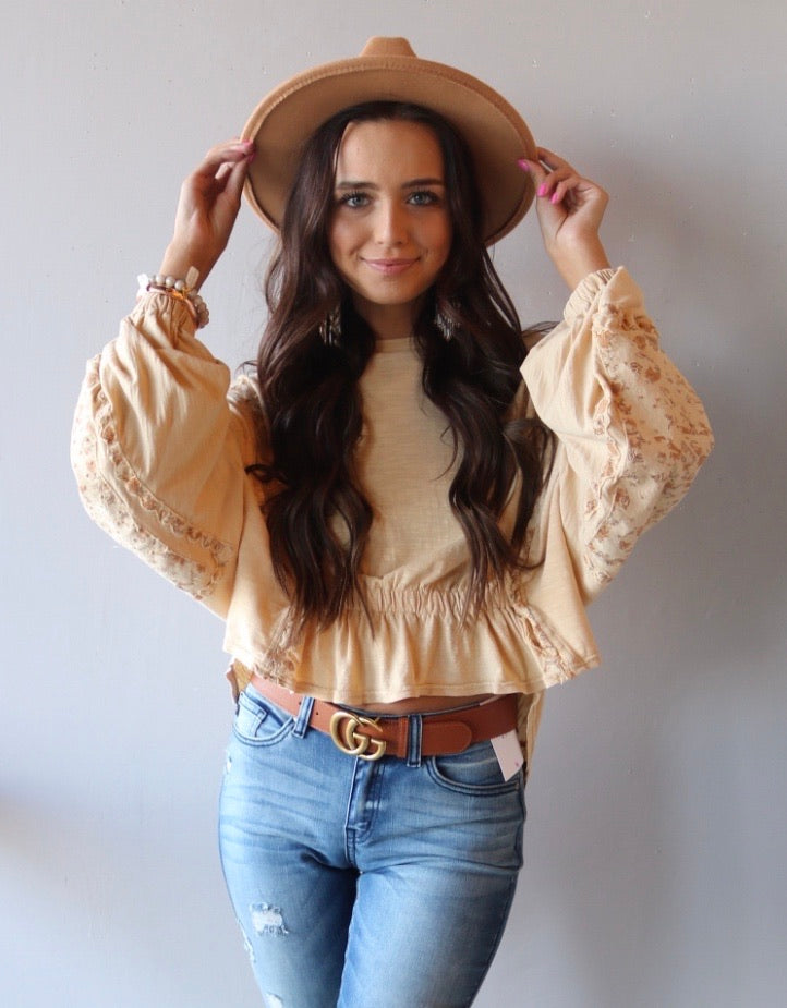 FREE PEOPLE Patchwork THROWBACK MineralWash Print Top