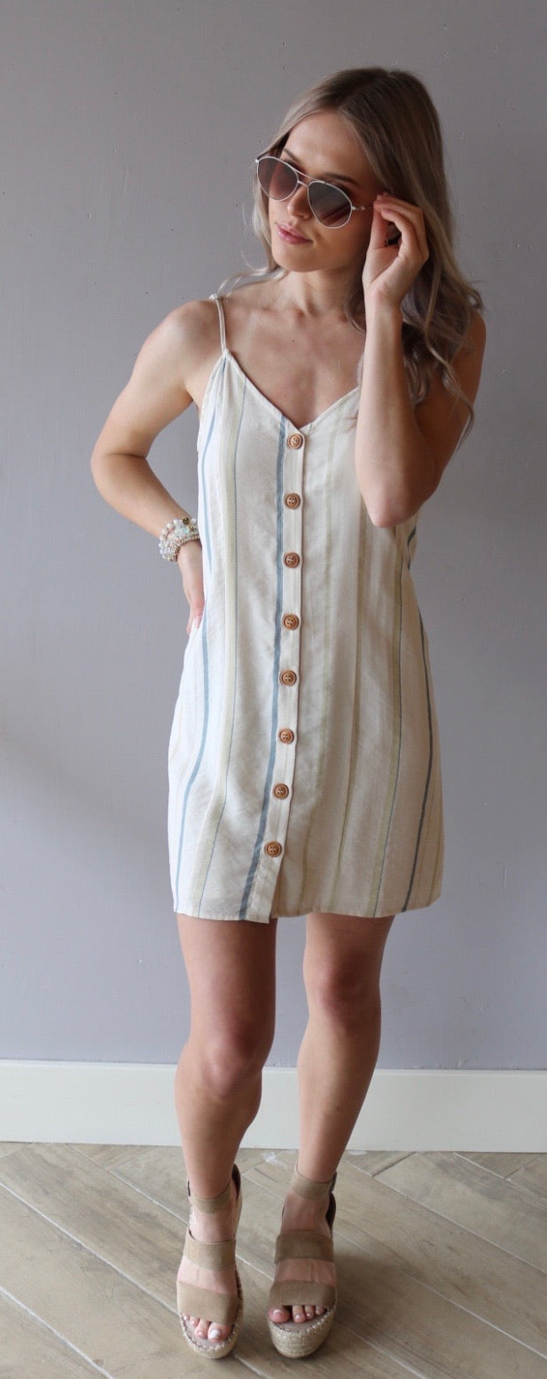 Style Rack WANDER Stripe ButtonDown TieBack Cami Dress