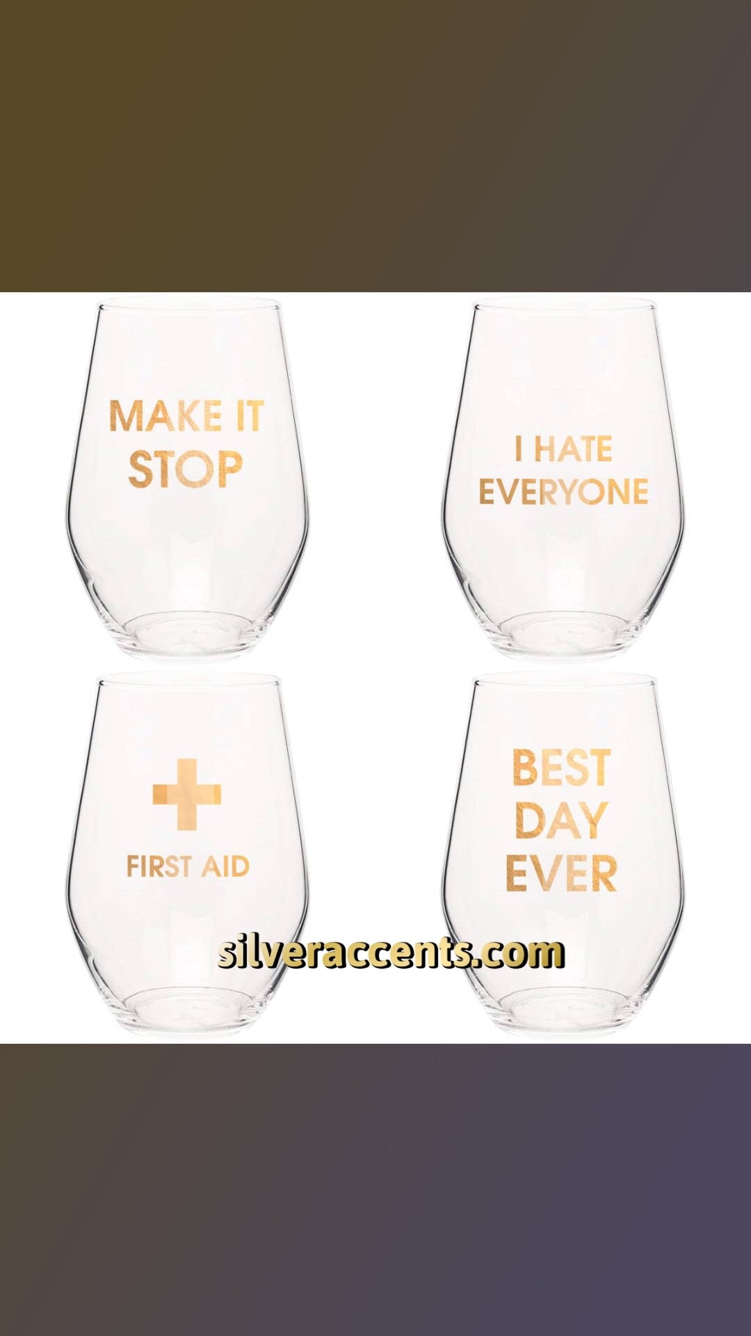 CG Graphic Foil Logo Stemless Wine Glass