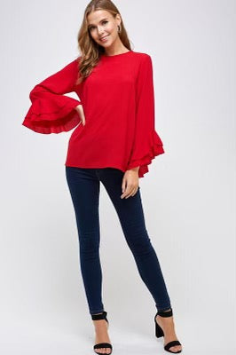 2 HEARTS! Tiered  CUPID  Ruffle Sleeve LongSleeve Top