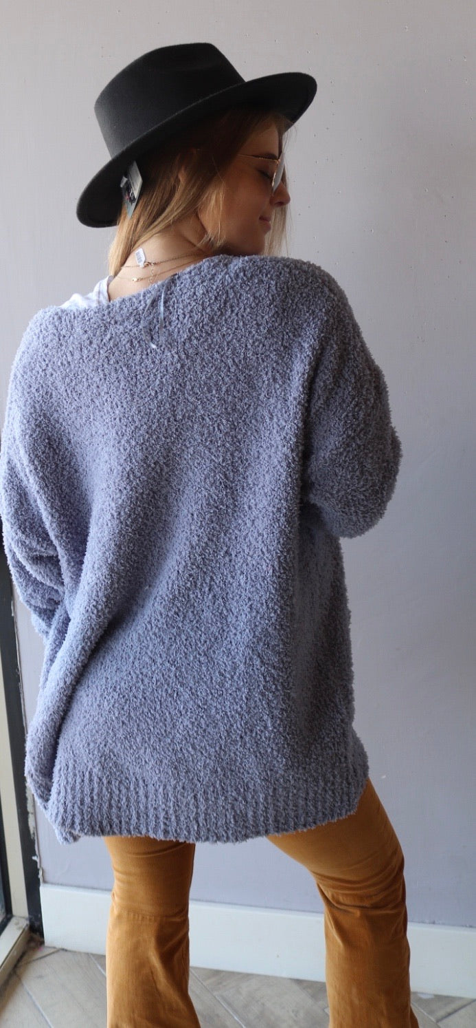COMMIT Sherpa PopcornKnit Pocket Open Cardigan Top