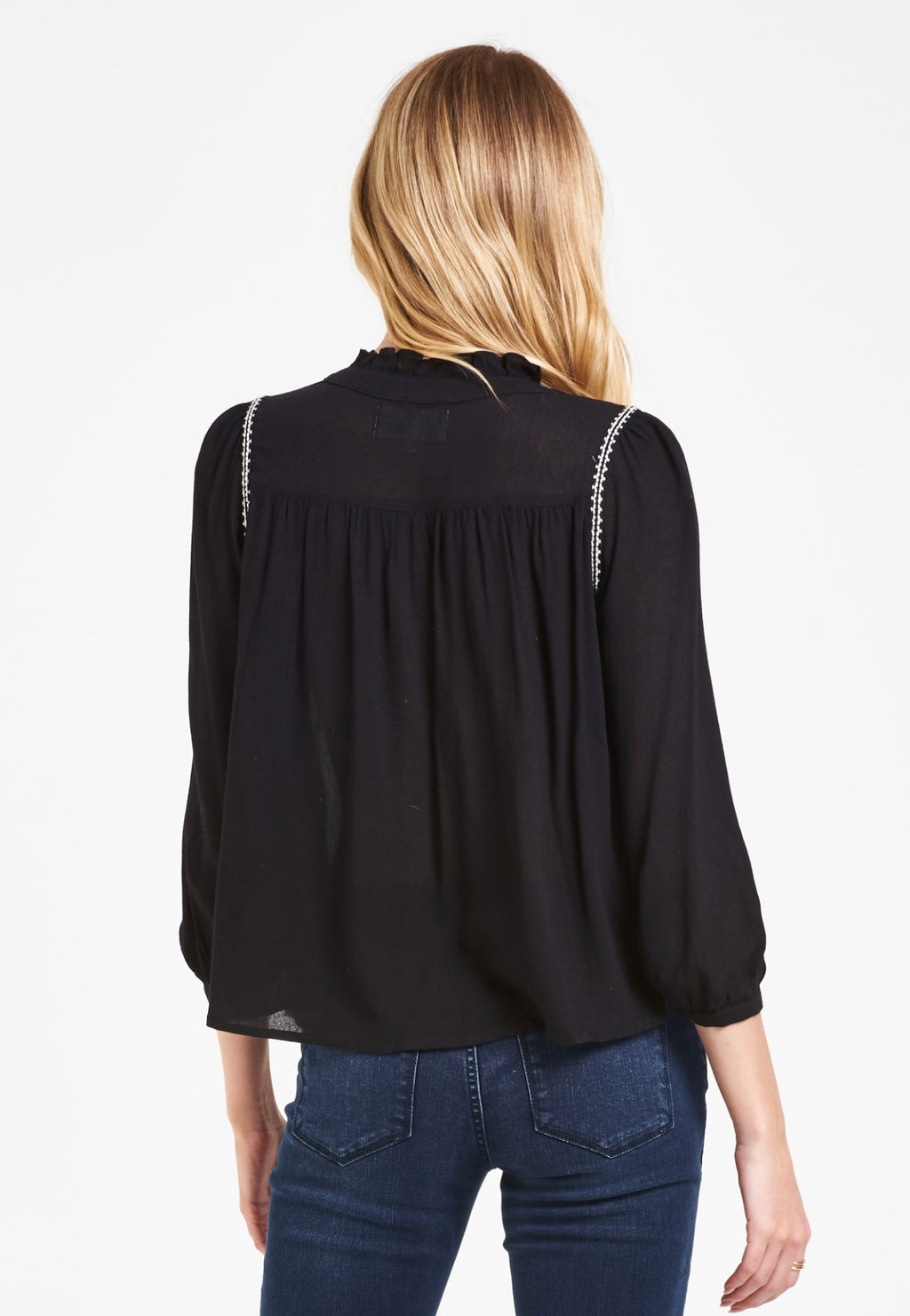 DEAR JOHN Embroidered XENIA PinTuck Blouse