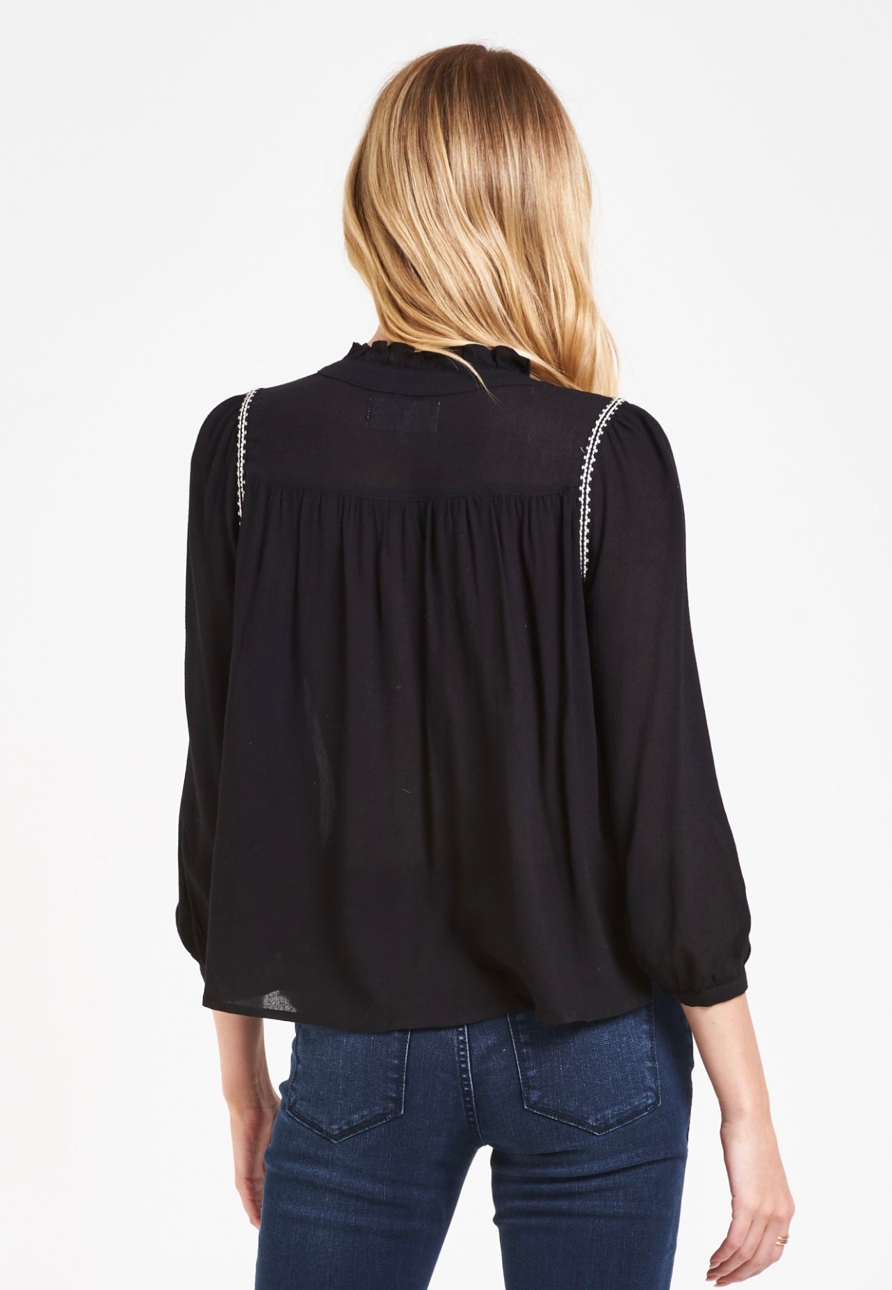 DEAR JOHN Embroidered XENIA PinTuck Blouse