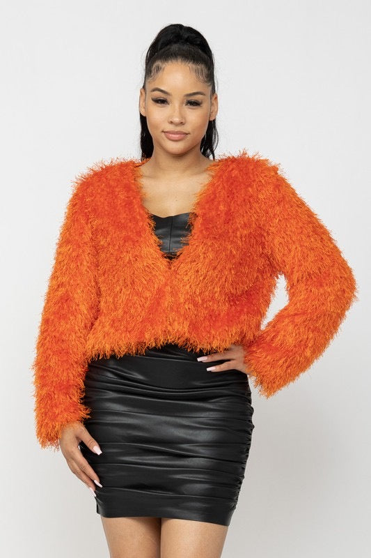 SPENCER Crop Faux Fur Jacket