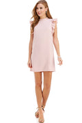 CHIME IN Ruffled Sleeve High Neck Dress