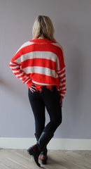 PALMETTO ColorBlock Stripe DistressedEdge Sweater Top