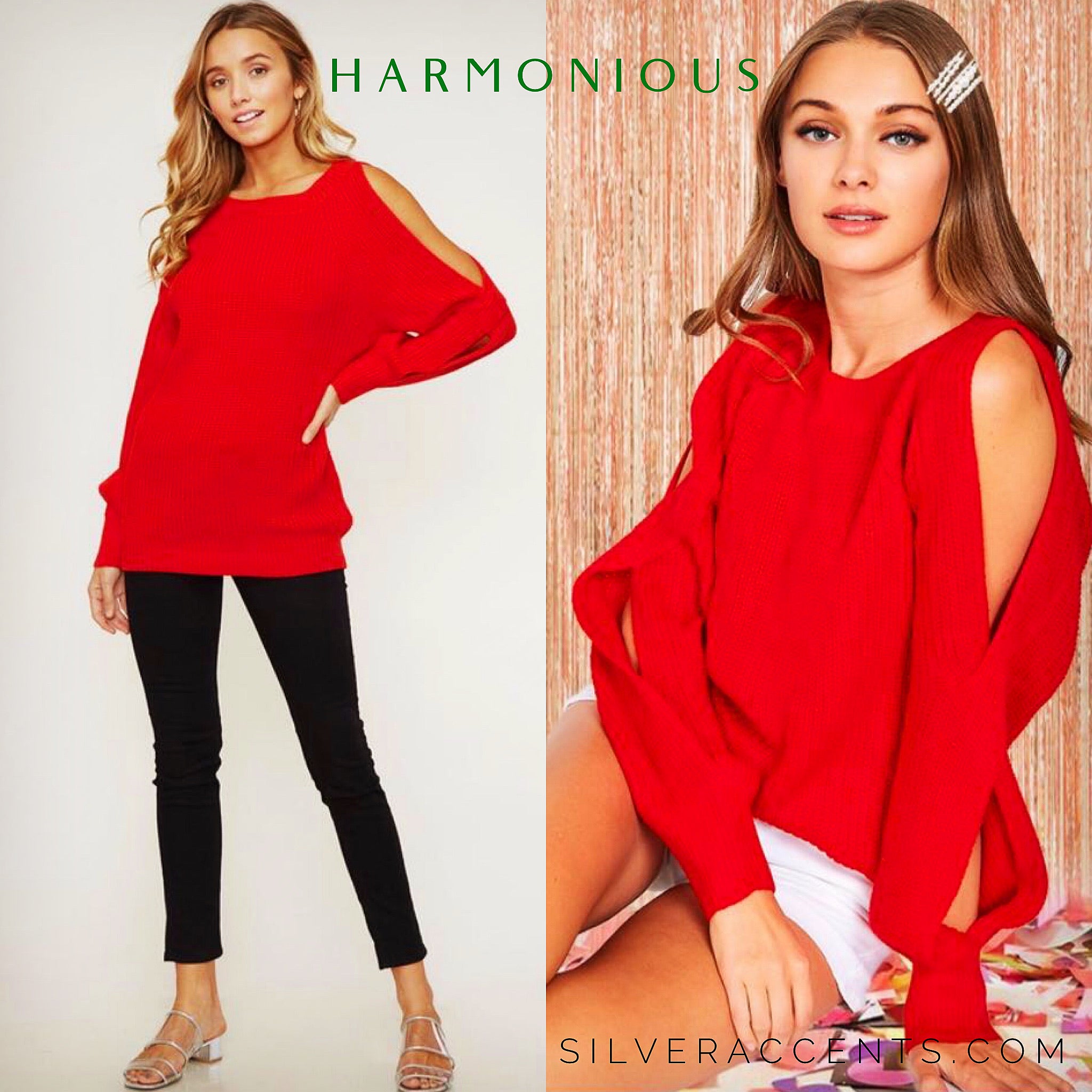 HARMONIOUS SlitSleeve Tunic Sweater Top