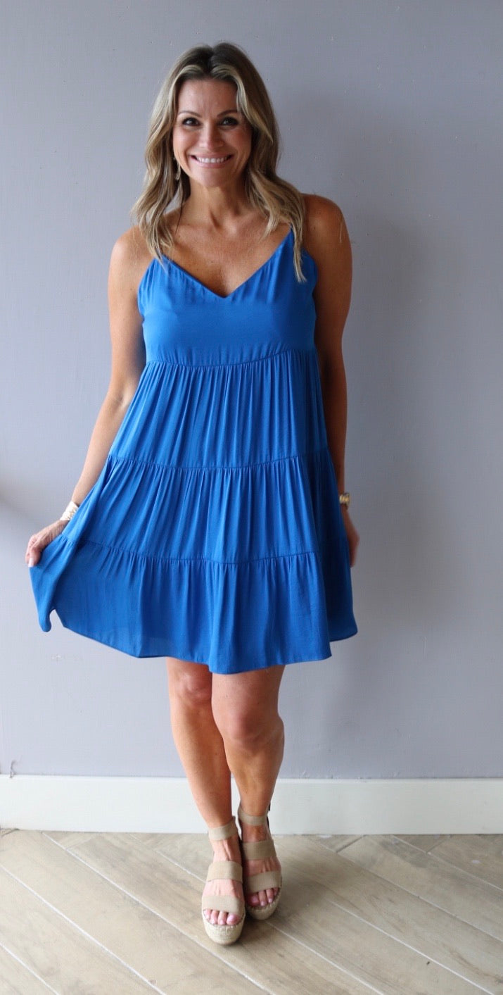 PROSPERITY Tiered CamiStrap Flare Midi Dress