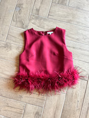 *ALICIA Feather Trim Sleeveless Top