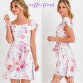 PAPER CRANE Floral HAVEN Ruffled OffShoulder TieWaist Dress