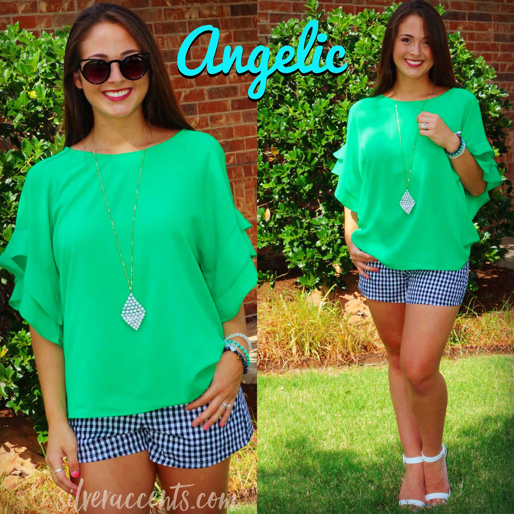 ANGELIC Layered RuffleSleeve ScoopNeck Top