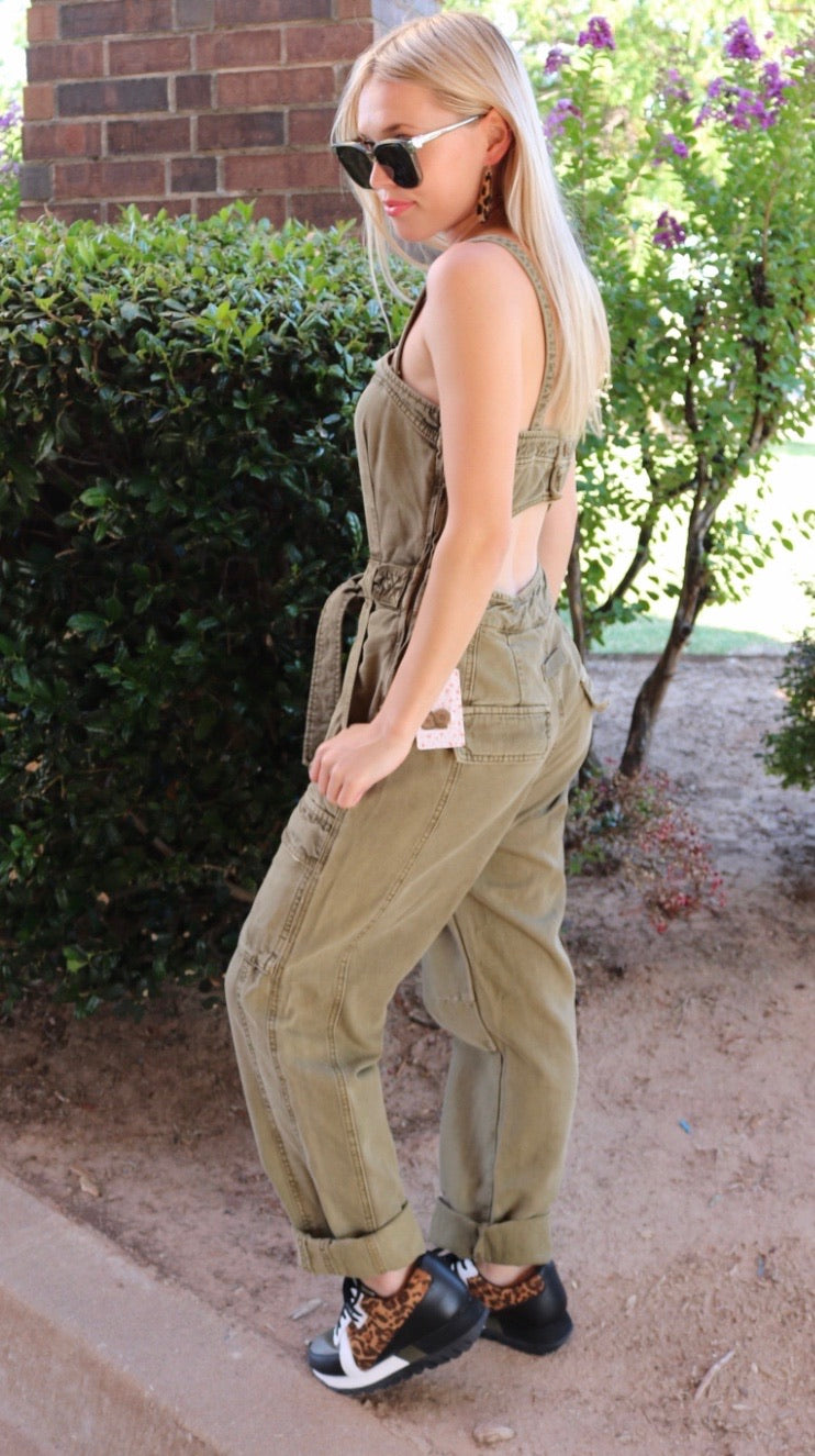 FREE PEOPLE SquareNeck GO WEST Utility Jumpsuit