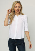 DEAR JOHN Rowan PuffSleeve Hidden Placket Woven Top