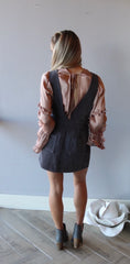 CRESTED V-Neck/Back Corduroy ButtonDown Jumper Dress