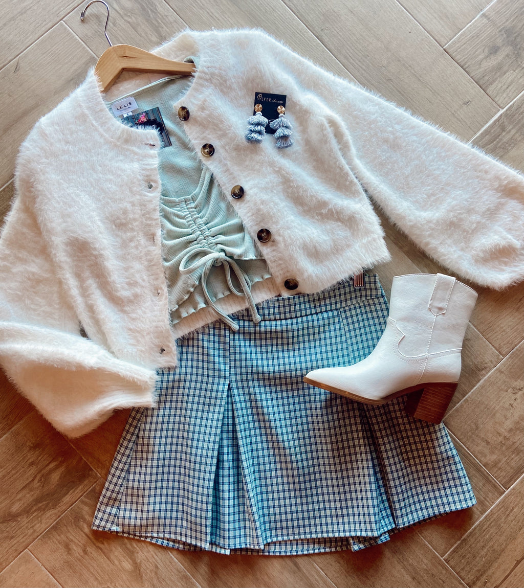 PREPPED Pleated Plaid Mini Skirt